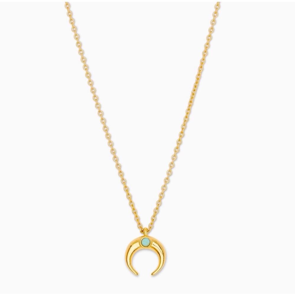 Gorjana Cayne Crescent Turquoise Charm Necklace